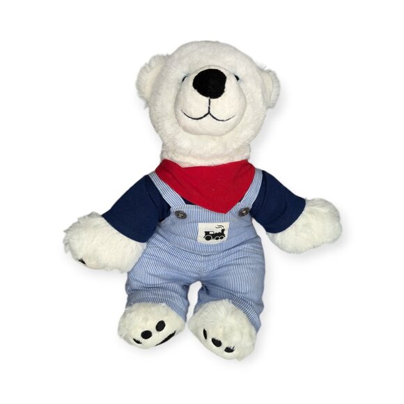 Build-A-Bear BAB 2013 Polar Bear Plush in Railroad Engineer Outfit Retired - Picture 1 of 16